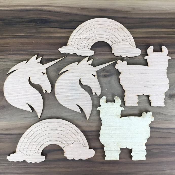 Unicorn, Llama, Rainbow 6 Piece Craft Kit - Free Shipping